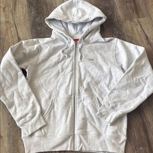 Supreme Reflective small box hoodie in ash Gray Zip-Up Supreme Reflective small box hoodie in ash Gray Zip-Up